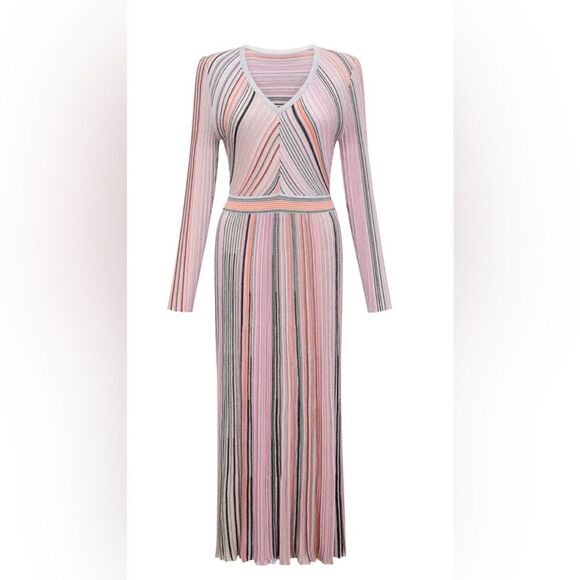 Miss Rosier MATHILDE METALLIC PLEATED MIDI DRESS Size Large New with Tags - Picture 1 of 6
